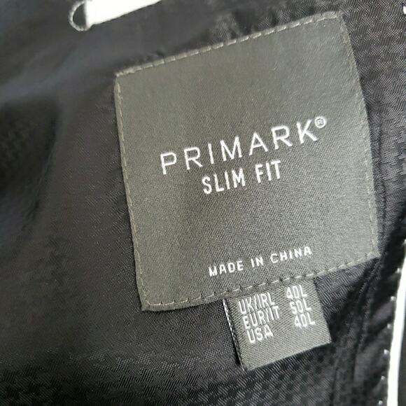 Men's Black Primark 3pc Suit Jacket Size 40 40L Pants 34 X 30 Vest White Shirt - Picture 6 of 16